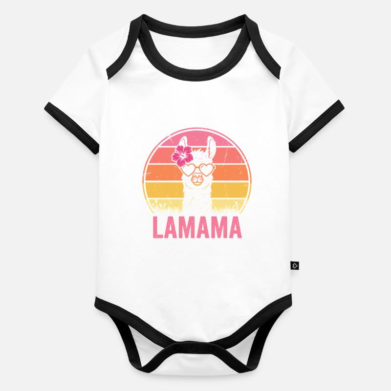 Lamama Llama Mama Mutter Tierliebhaber Baby Bio-Kurzarm-Kontrastbody