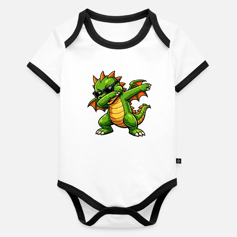 Mignon Dragon Dab Body Bébé bio contrasté manches courtes