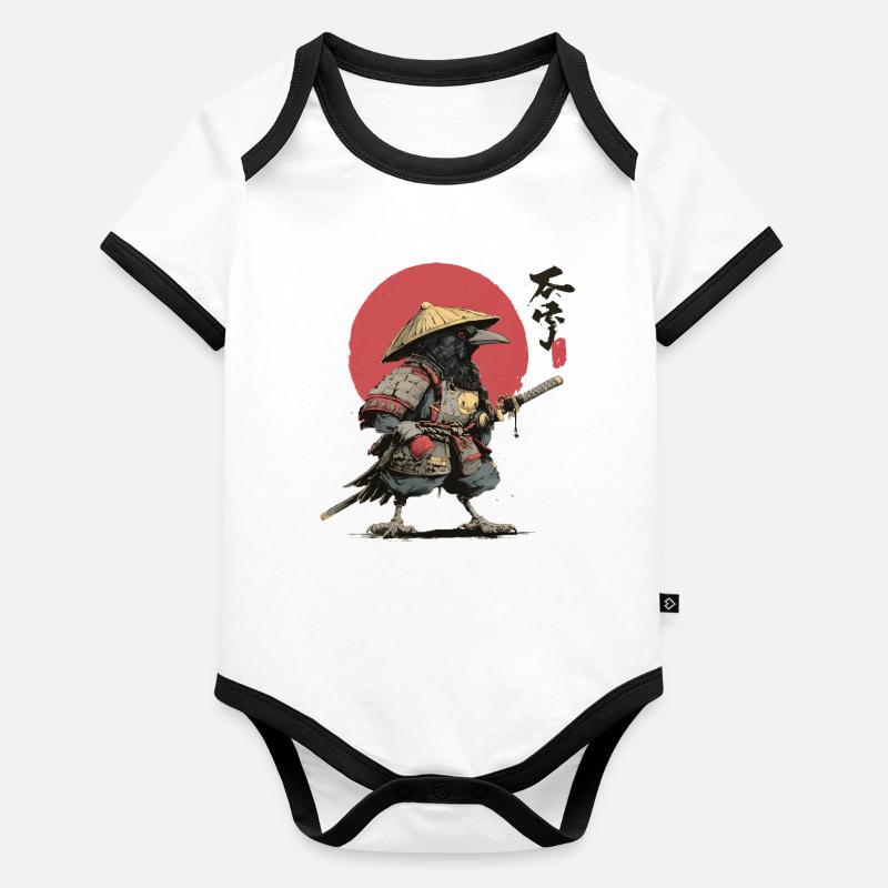 Crow Samurai: Red Sun Warrior Organic Baby Contrasting Bodysuit