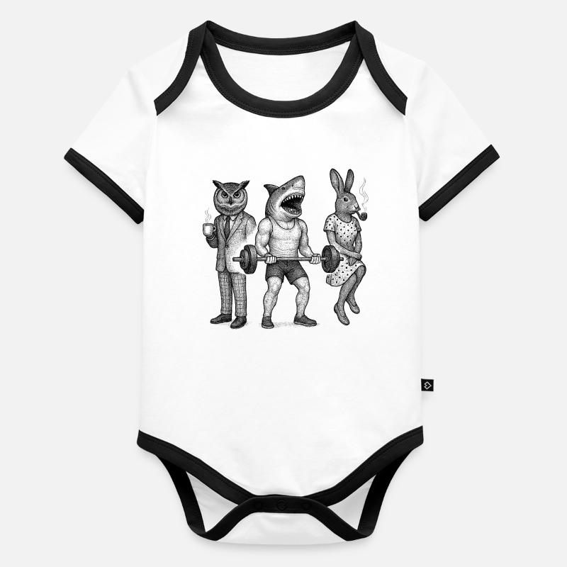 Anthro Trio : Gym, Bureau & Pipe Body Bébé bio contrasté manches courtes