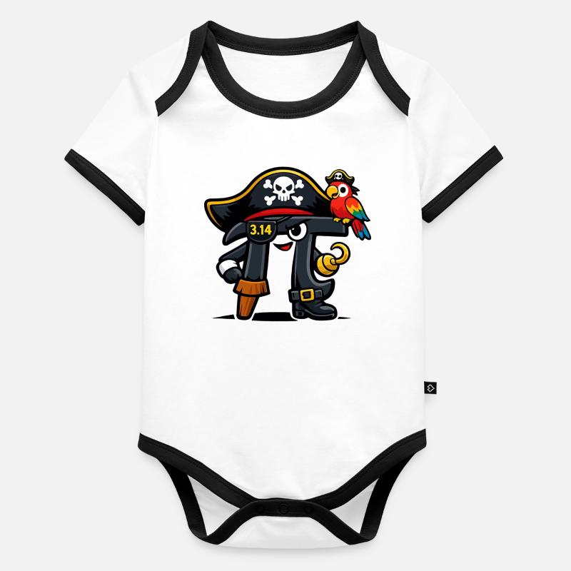 Pi devine les maths Jour Pi Pirate Design Body Bébé bio contrasté manches courtes