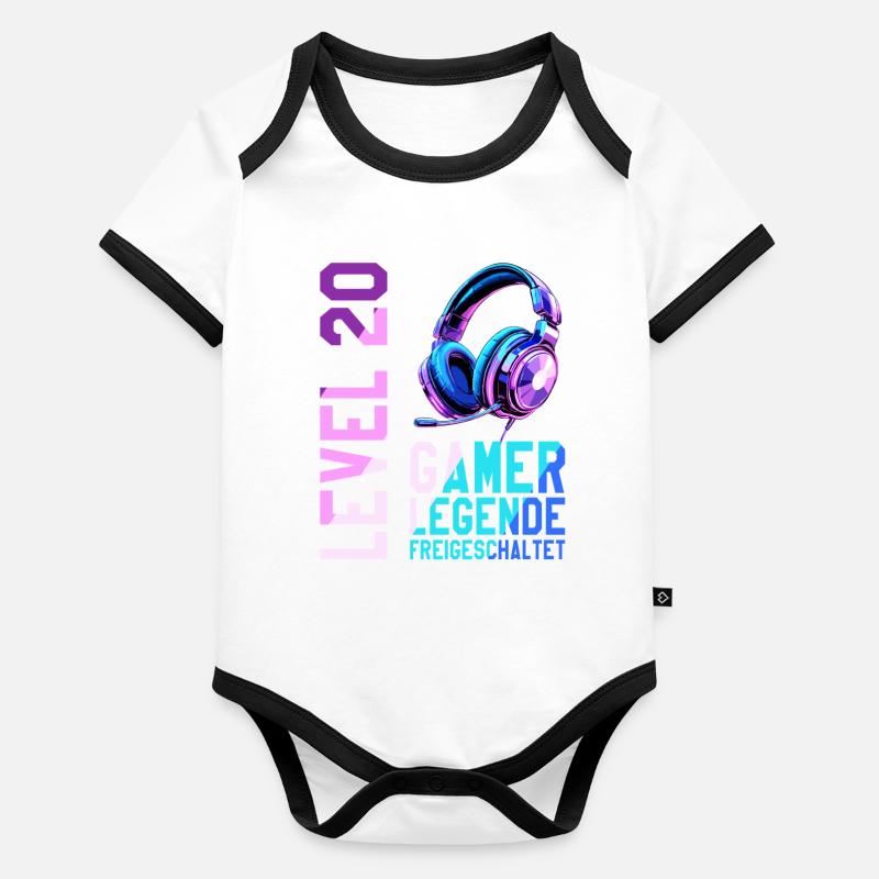 20. Geburtstag Junge Mädchen Gaming Level 20 Jahre Baby Bio-Kurzarm-Kontrastbody