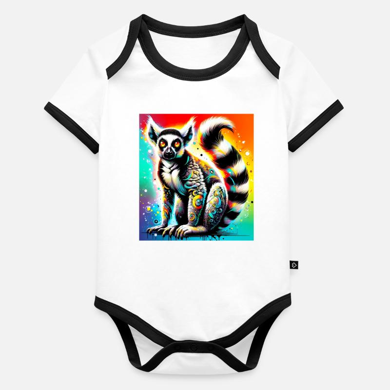 Lémurien Body Bébé bio contrasté manches courtes