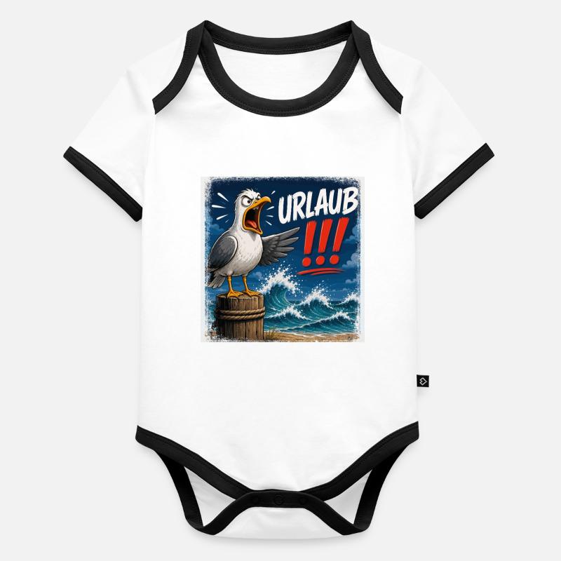 Urlaub!!! Sturm am Meer Baby Bio-Kurzarm-Kontrastbody