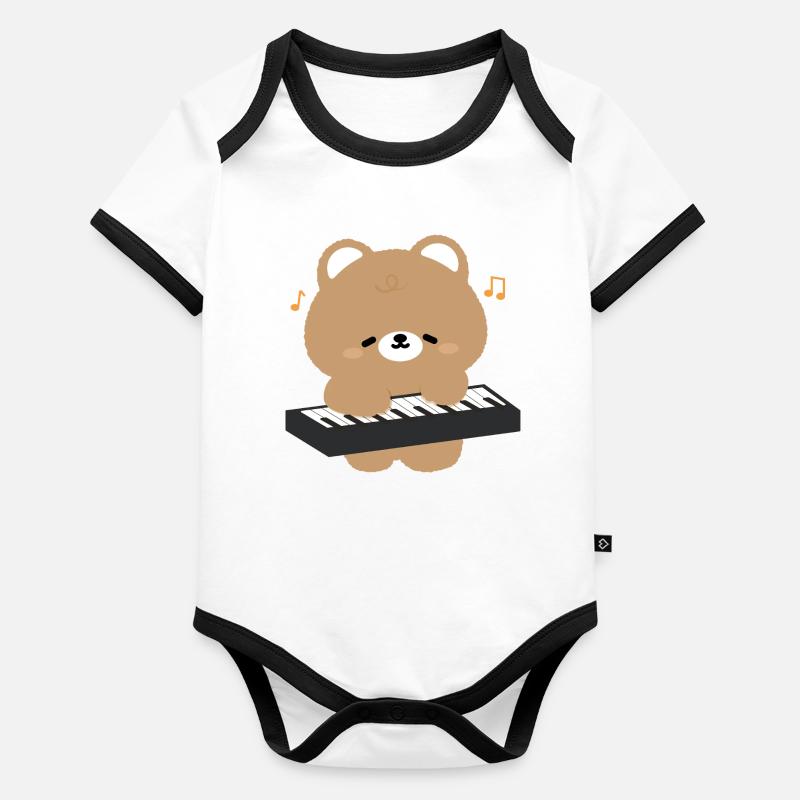 Bear Pianist Serenade Organic Baby Contrasting Bodysuit