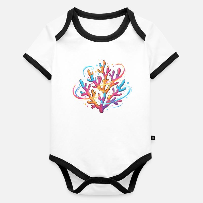 Colorful coral pattern Organic Baby Contrasting Bodysuit