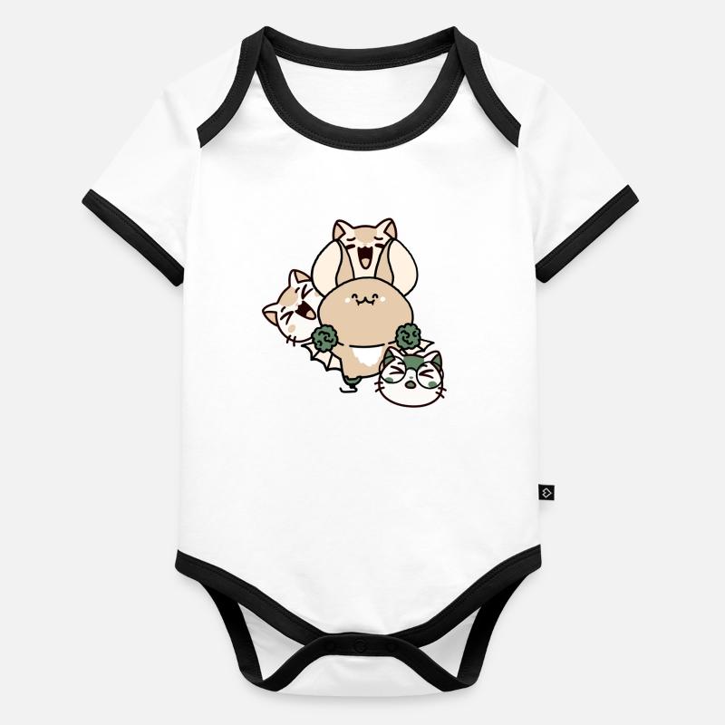 Kawaii-Schläger mit Beinprothese und Katzentrupp Baby Bio-Kurzarm-Kontrastbody