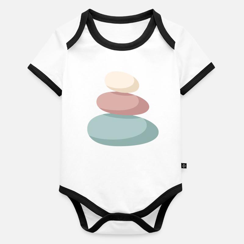 Pile de pierres pastel Body Bébé bio contrasté manches courtes