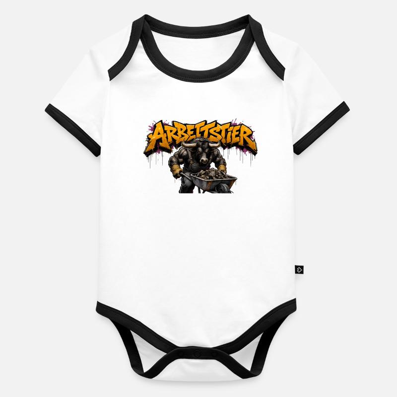 Arbeitstier Kraftwerker Baby Bio-Kurzarm-Kontrastbody