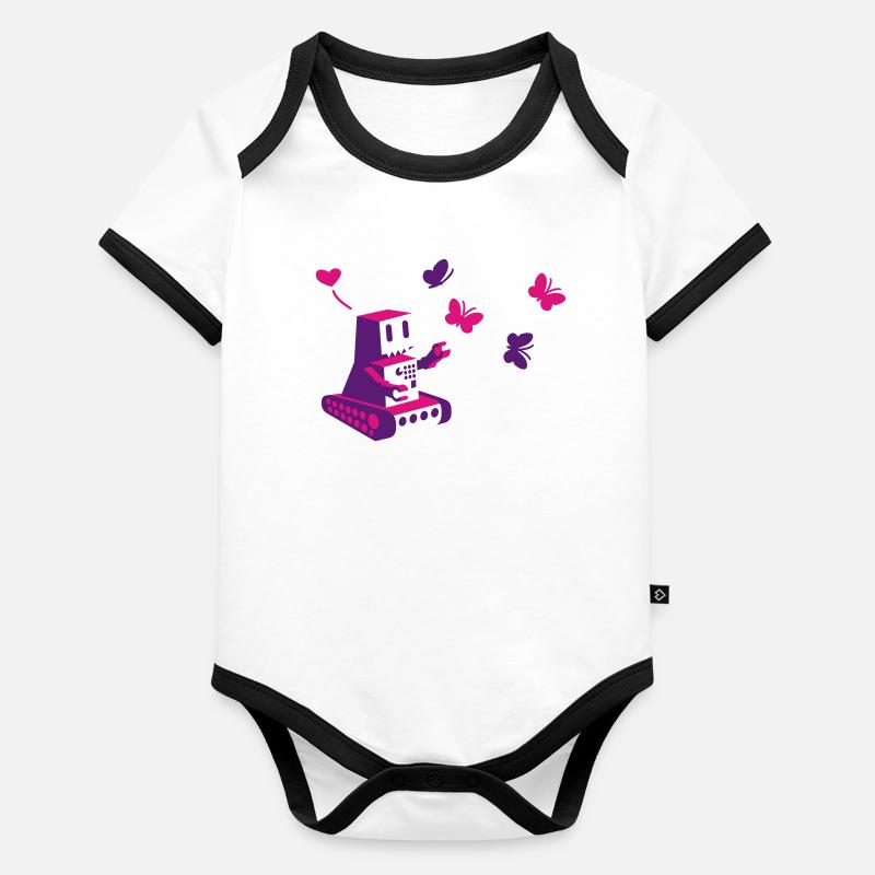 robot loves butterfly Baby Bio-Kurzarm-Kontrastbody