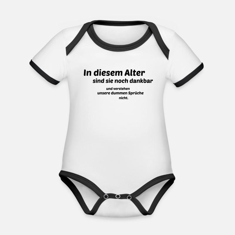 noch dankbar - Baby Bio-Kurzarm-Kontrastbody - Weiß/Schwarz