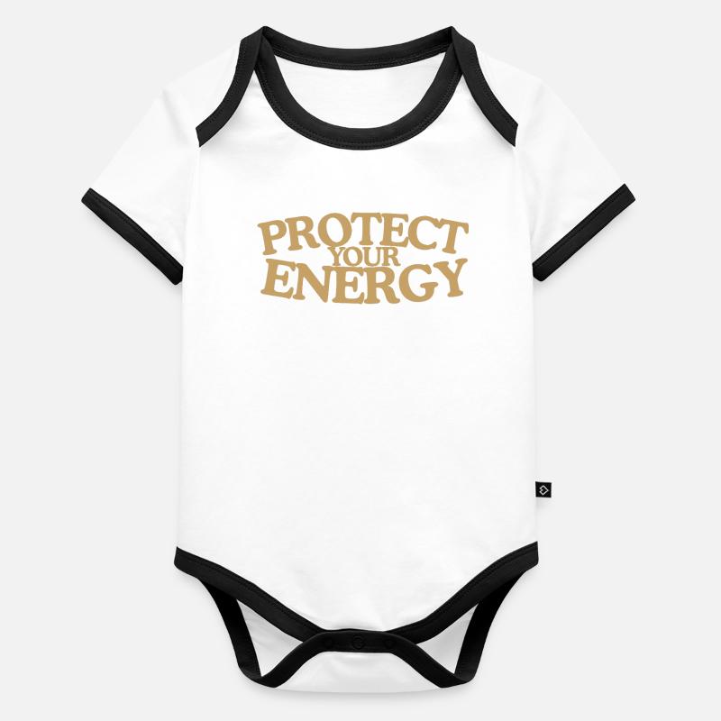 Protect your energy Retro Spruch Design Baby Bio-Kurzarm-Kontrastbody