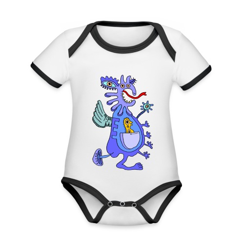 Blue Dragon - Body da neonato a manica corta, ecologico e in contrasto cromatico
