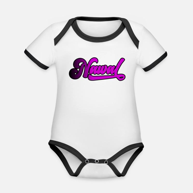 Nawal - Body Bébé bio contrasté manches courtes - blanc/noir