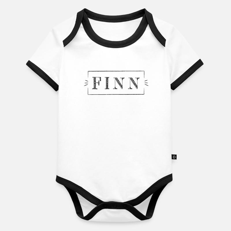 FINN | Nom de garçon dans un cadre Body Bébé bio contrasté manches courtes