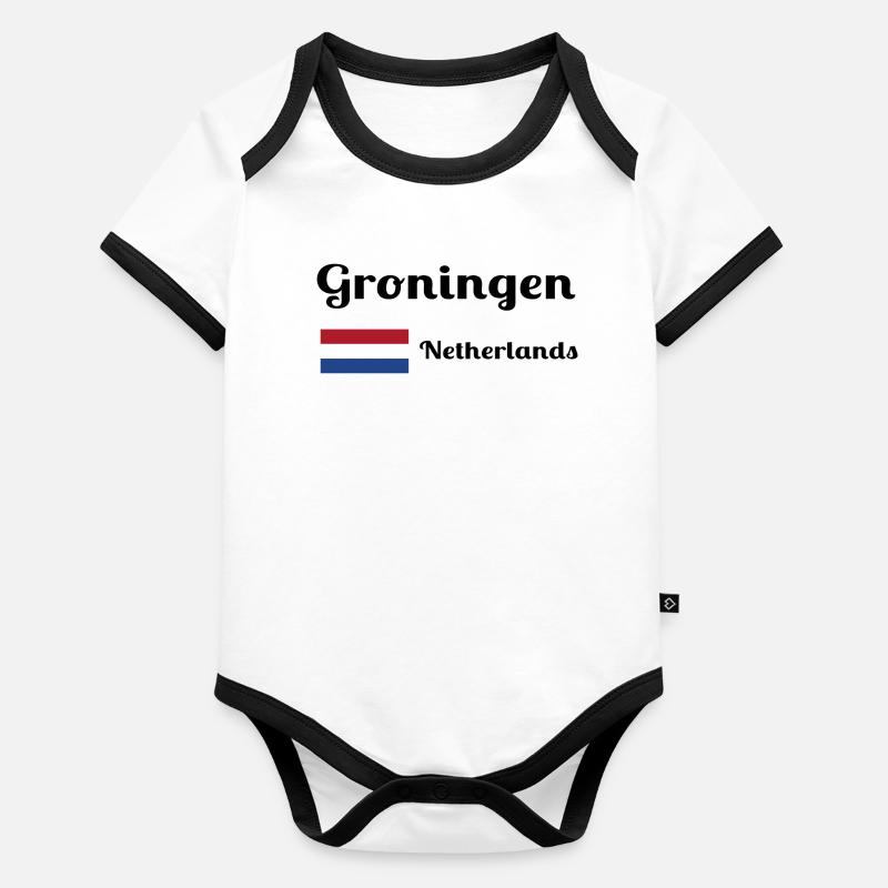 Groningue, Pays-Bas - Imprimés élégants Body Bébé bio contrasté manches courtes