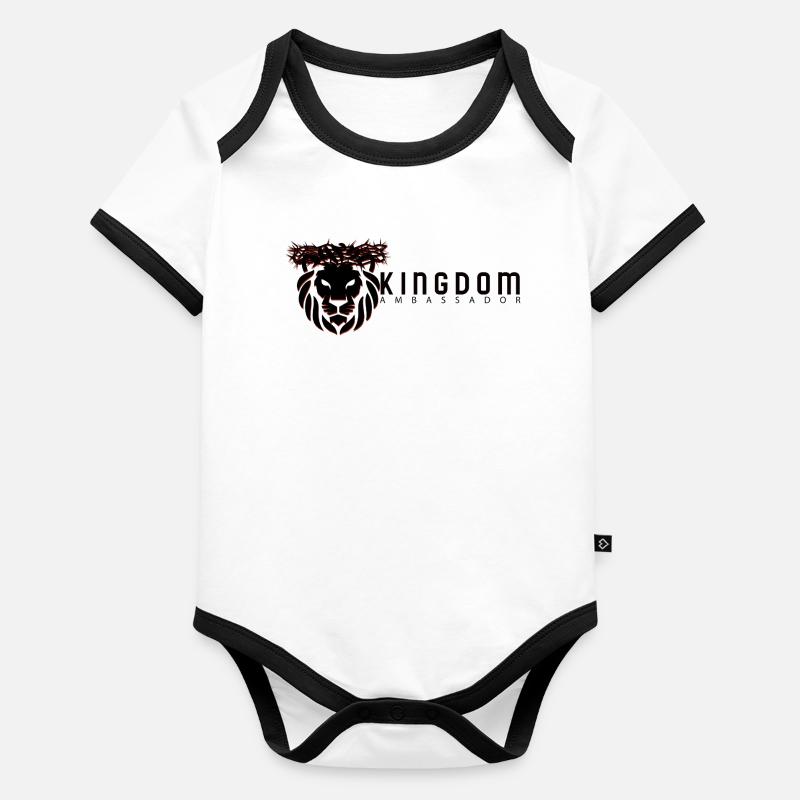 Logo du lion du Royaume Body Bébé bio contrasté manches courtes