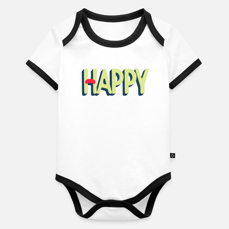 Happy Text Design Body Bébé bio contrasté manches courtes