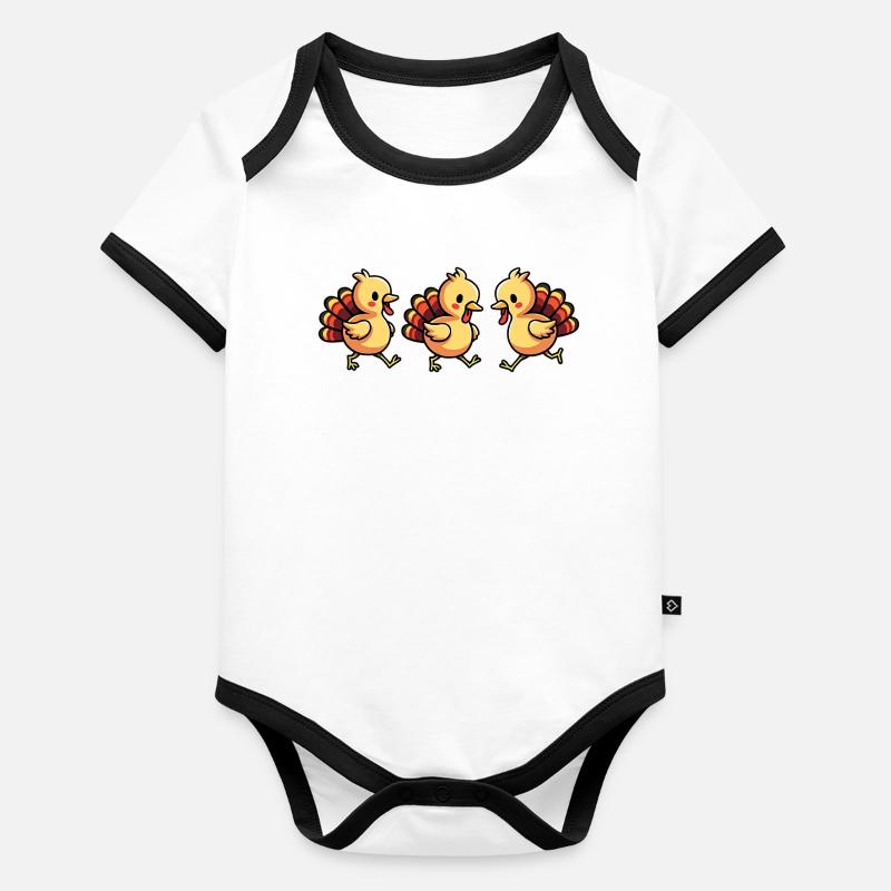 Bébé dinde de Thanksgiving Body Bébé bio contrasté manches courtes