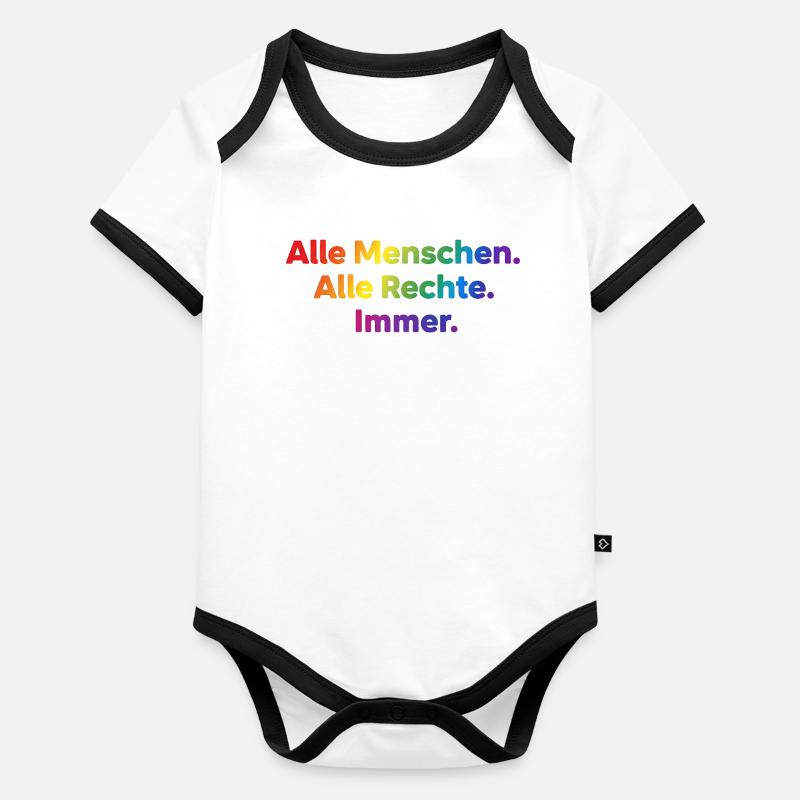 Alle Menschen Alle Rechte Immer Statement Baby Bio-Kurzarm-Kontrastbody