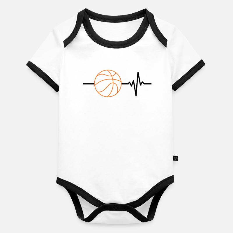 Le basket, c’est ma vie, mon cœur, mon terrain Body Bébé bio contrasté manches courtes