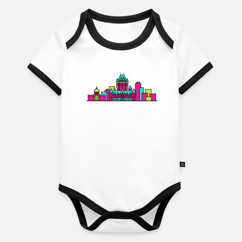 Skyline Quebec City Chteau Frontenac Kunst Baby Bio-Kurzarm-Kontrastbody