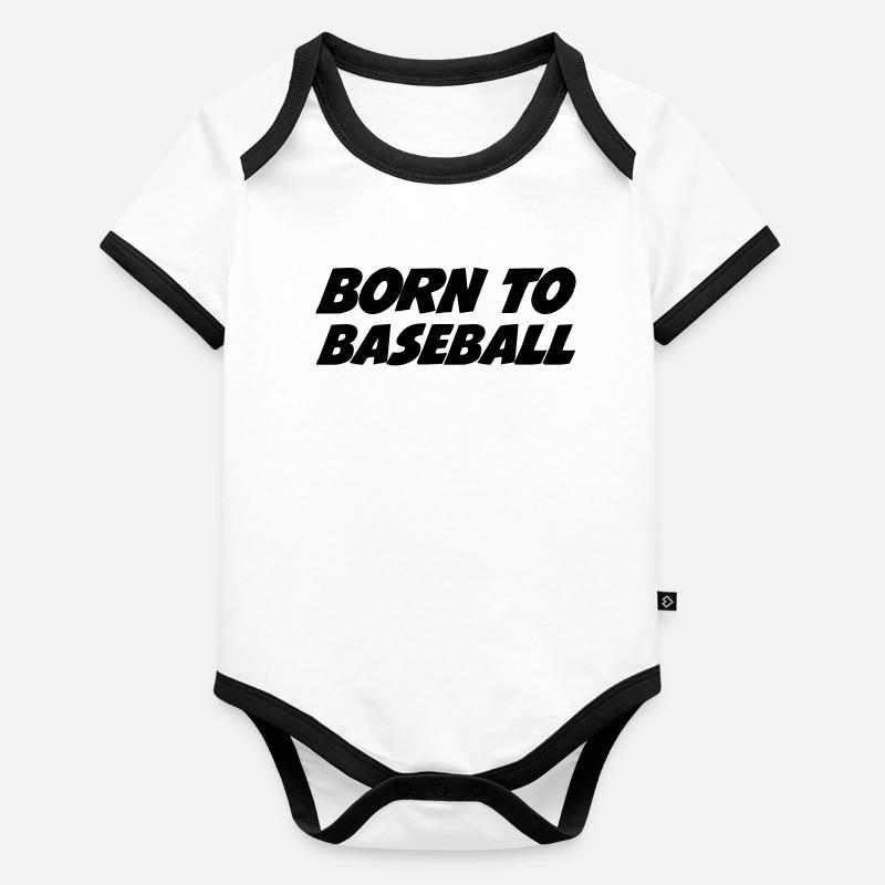 Born to Baseball Body Bébé bio contrasté manches courtes