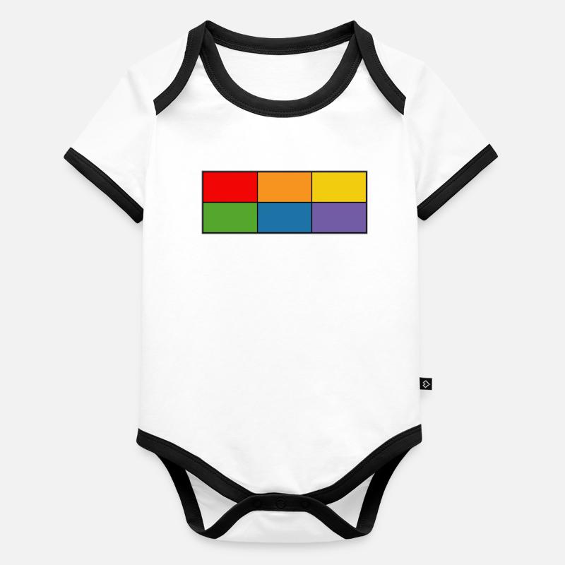 LGBT_Regenbogen_Farbblock grille Body Bébé bio contrasté manches courtes