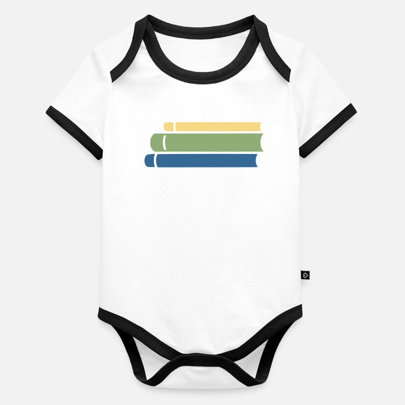 Pile de livres Décor coloré et plat Body Bébé bio contrasté manches courtes