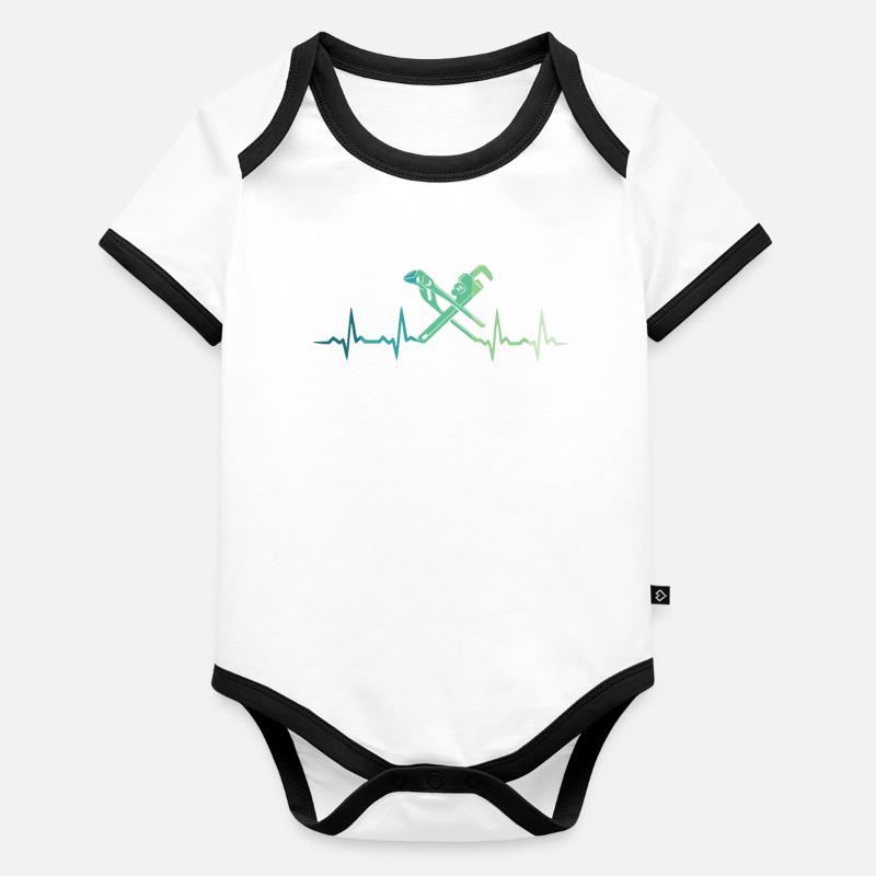 Heating engineer, plumber's heartbeat Organic Baby Contrasting Bodysuit