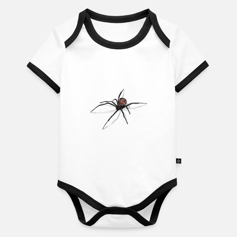 Araignée avec ombre- Black Widow - Dessin Body Bébé bio contrasté manches courtes