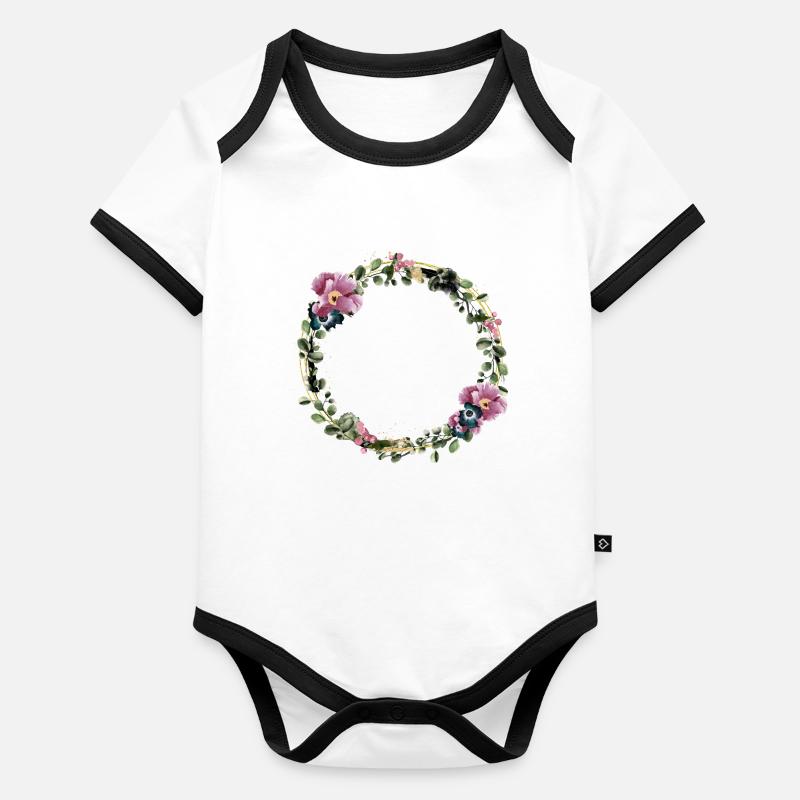 Kranz- personalisierbar Baby Bio-Kurzarm-Kontrastbody