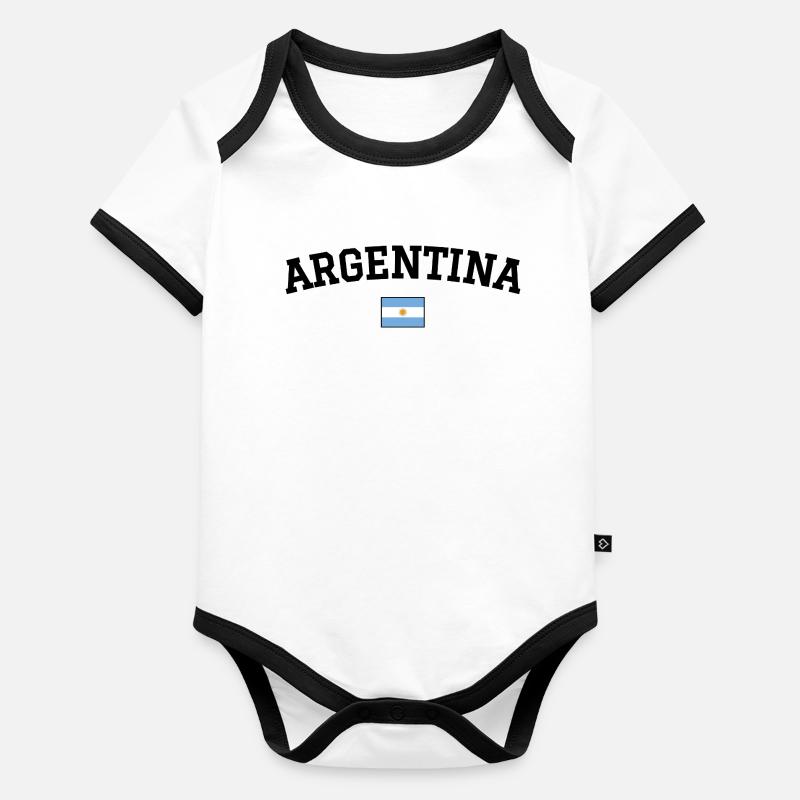 Argentinien Flagge Design Schwarz Baby Bio-Kurzarm-Kontrastbody
