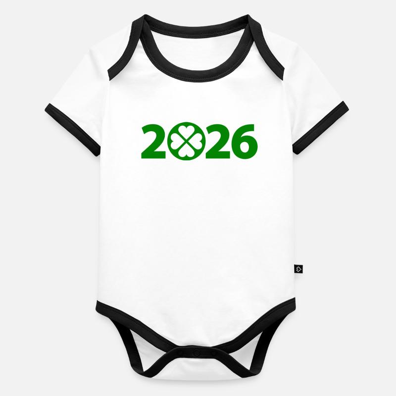 Patricks Tag 2026, Klee,  St. Patricks Day Party Baby Bio-Kurzarm-Kontrastbody