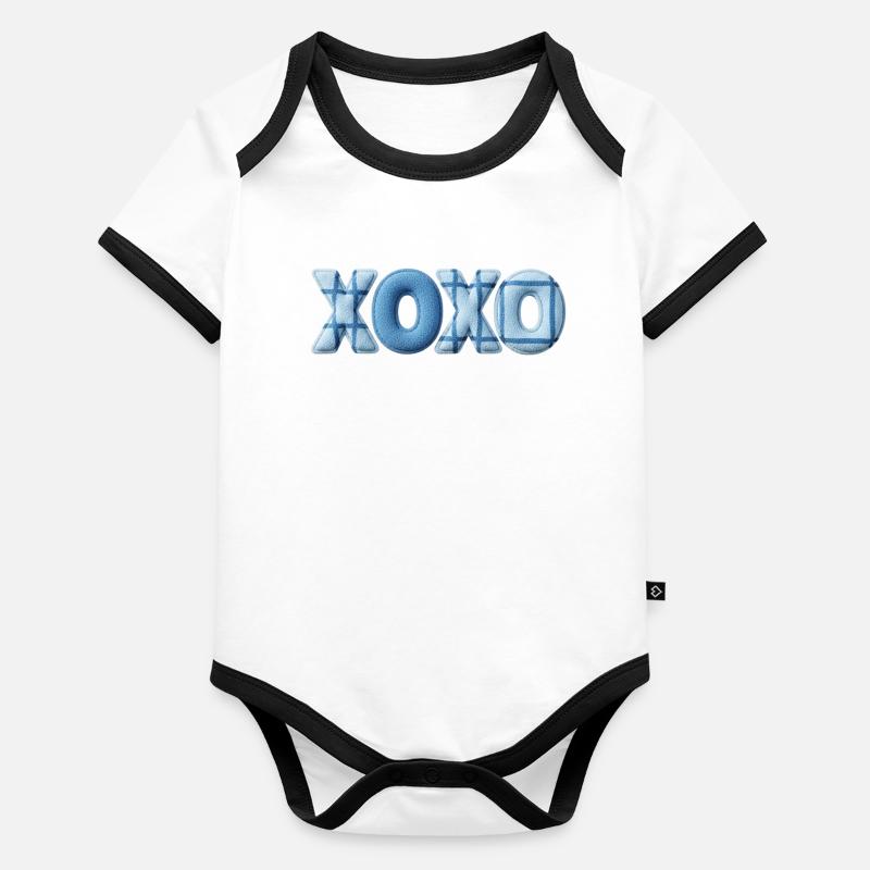 Look patchwork XOXO avec look tissu Body Bébé bio contrasté manches courtes