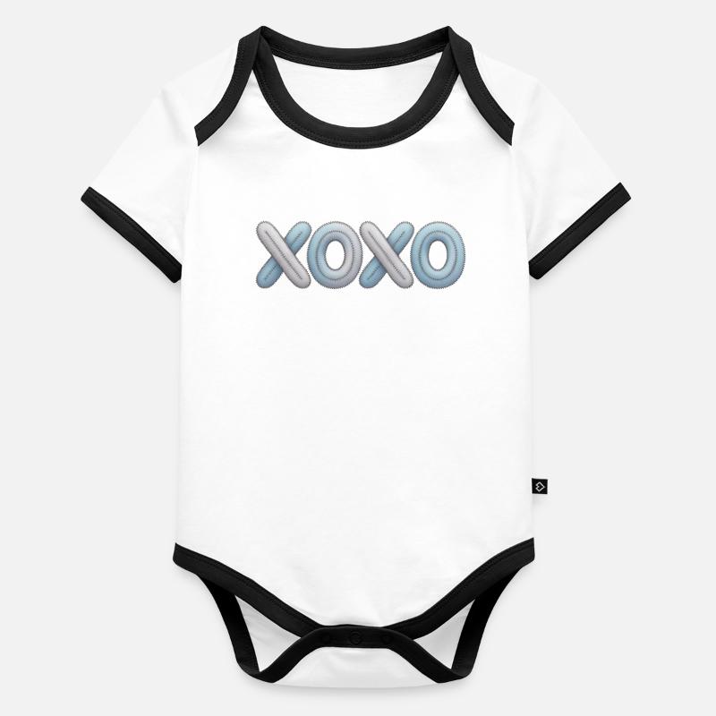 XOXO Patchwork Embroidery Organic Baby Contrasting Bodysuit
