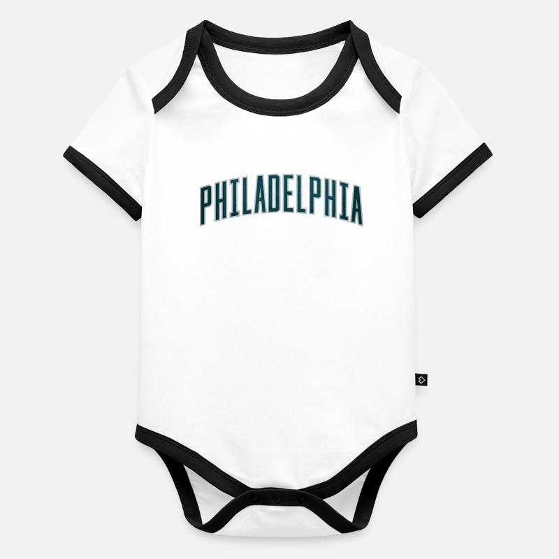 Philadelphia Arc Textured Typography Organic Baby Contrasting Bodysuit