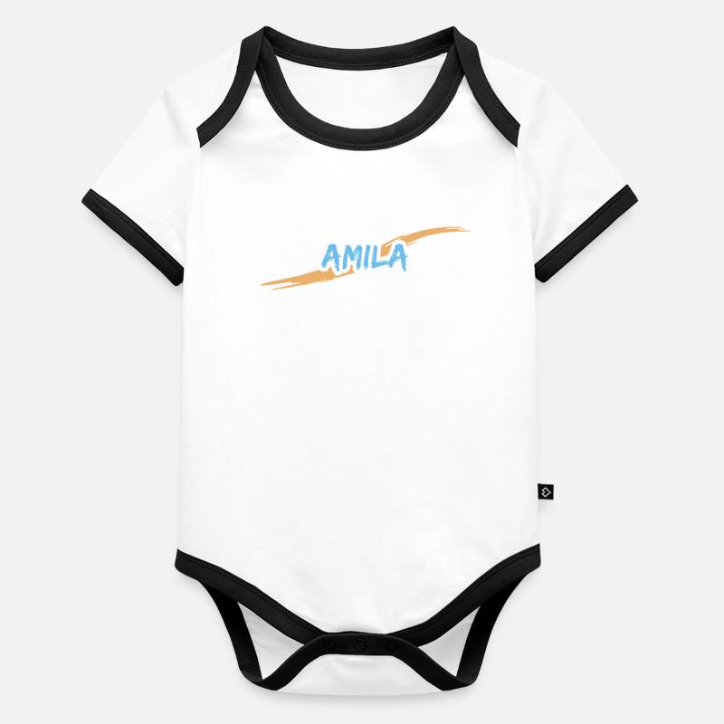 Amila Amila Body Bébé bio contrasté manches courtes