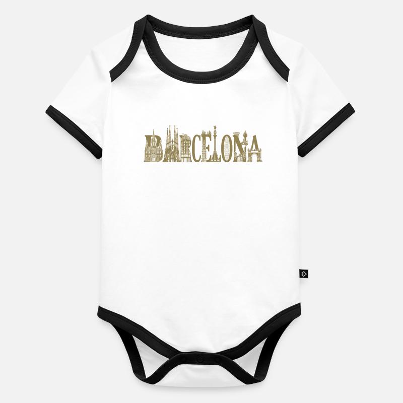 Barcelona Silhouette Attractions Holidays Organic Baby Contrasting Bodysuit