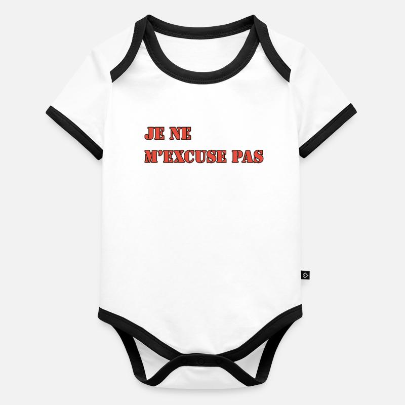 JE NE M’EXCUSE PAS Body Bébé bio contrasté manches courtes