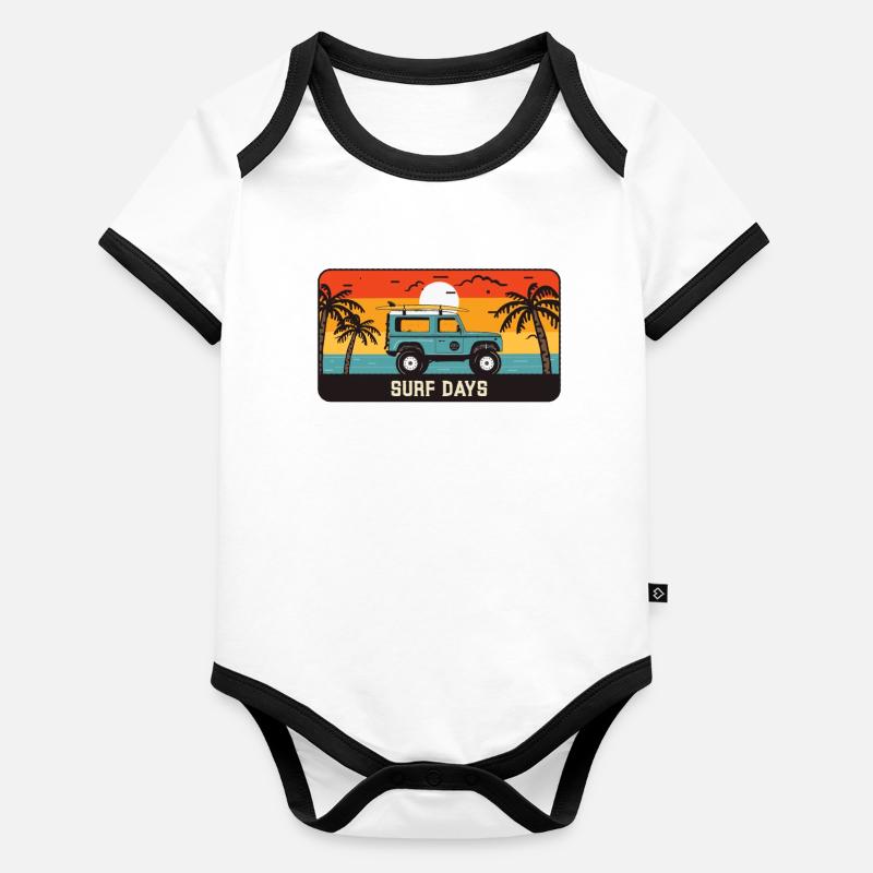 Retro Sunset Surf Tage Baby Bio-Kurzarm-Kontrastbody