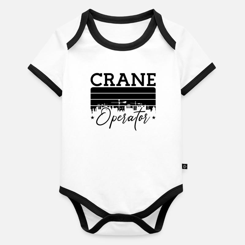 Grutier Ouvrier de la construction Travail Grue Idée cadeau Body Bébé bio contrasté manches courtes