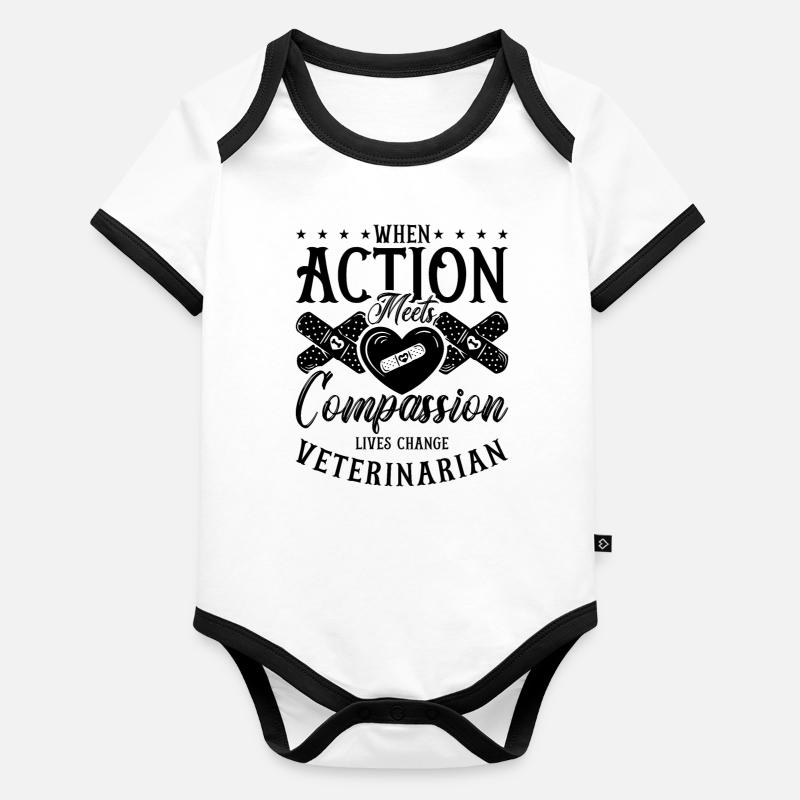 When Action Meets Veterinary Vet Tech Veterinarian Baby Bio-Kurzarm-Kontrastbody