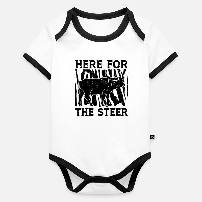 Ici pour le Steer Tie Down Roping Steer Wrestler Body Bébé bio contrasté manches courtes