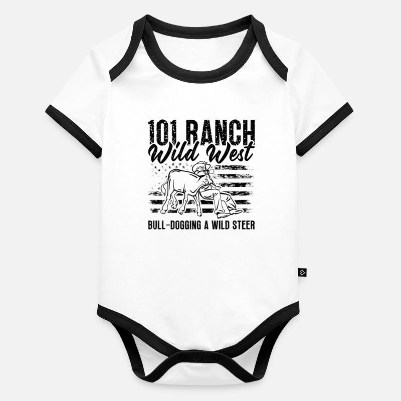 101 Ranch Wild West Tie Down Roping Steer Wrestler Body Bébé bio contrasté manches courtes