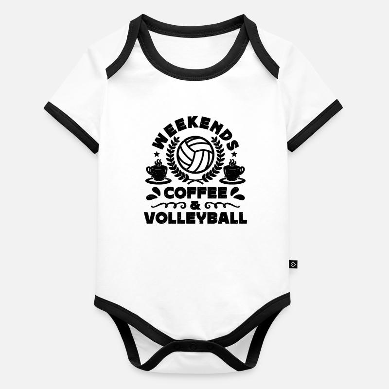 Weekends Coffee & Beach Holiday Volleyball Player Baby Bio-Kurzarm-Kontrastbody