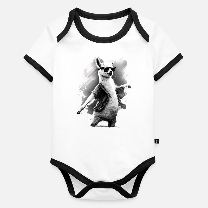 Lama Alpaka Tier Geschenkidee Baby Bio-Kurzarm-Kontrastbody