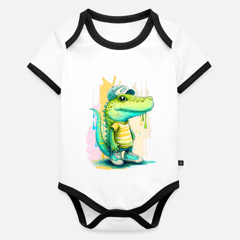 Conception d’alligator cool Body Bébé bio contrasté manches courtes
