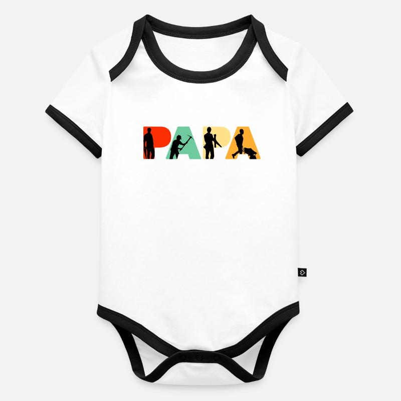 Bauarbeiter Papa Trade Silhouette Vater Baby Bio-Kurzarm-Kontrastbody