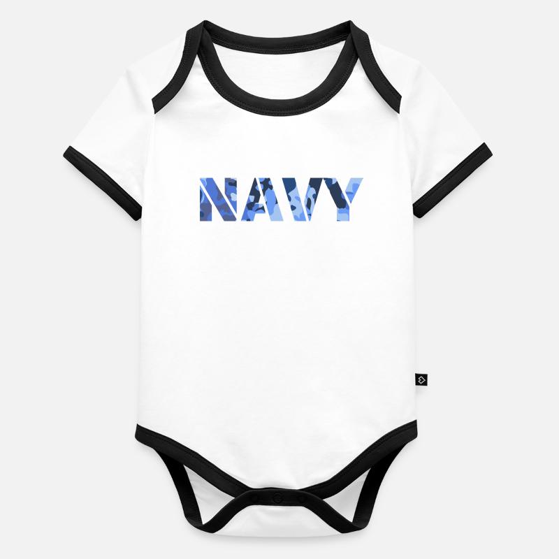 NAVY camouflage pattern Organic Baby Contrasting Bodysuit